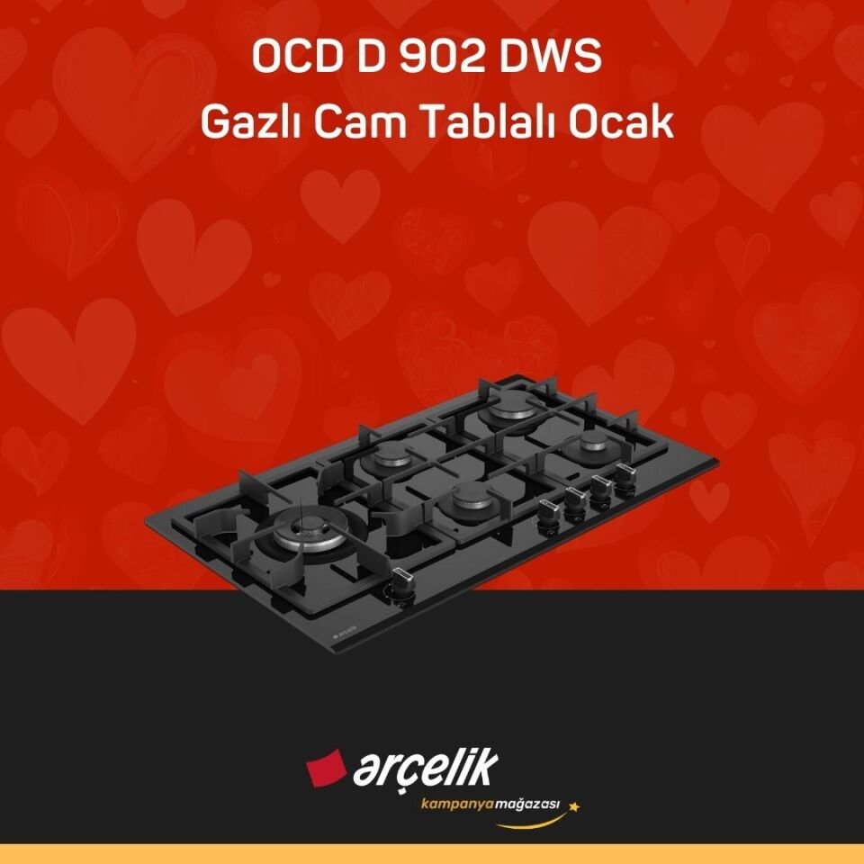 ARÇELİK OCD D 902 DWS Gazlı Cam Tablalı Ocak