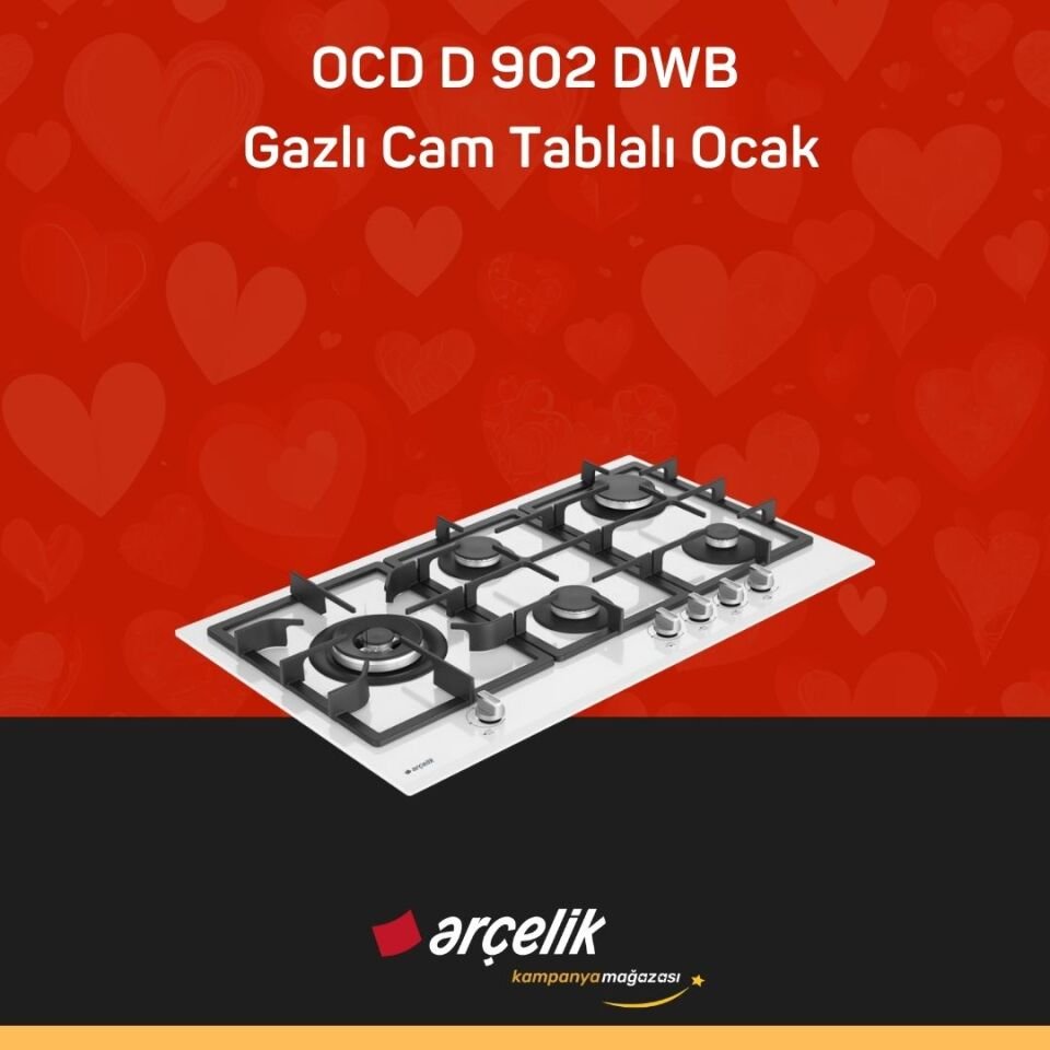 ARÇELİK OCD D 902 DWB Gazlı Cam Tablalı Ocak