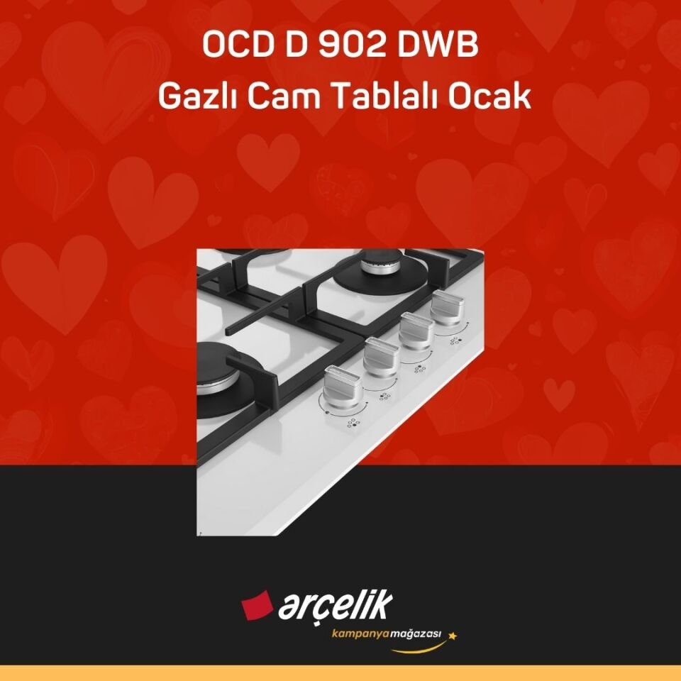 ARÇELİK OCD D 902 DWB Gazlı Cam Tablalı Ocak