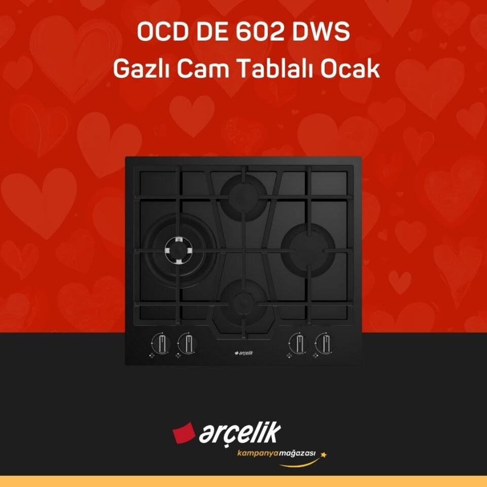 ARÇELİK OCD DE 602 DWS Gazlı Cam Tablalı Ocak