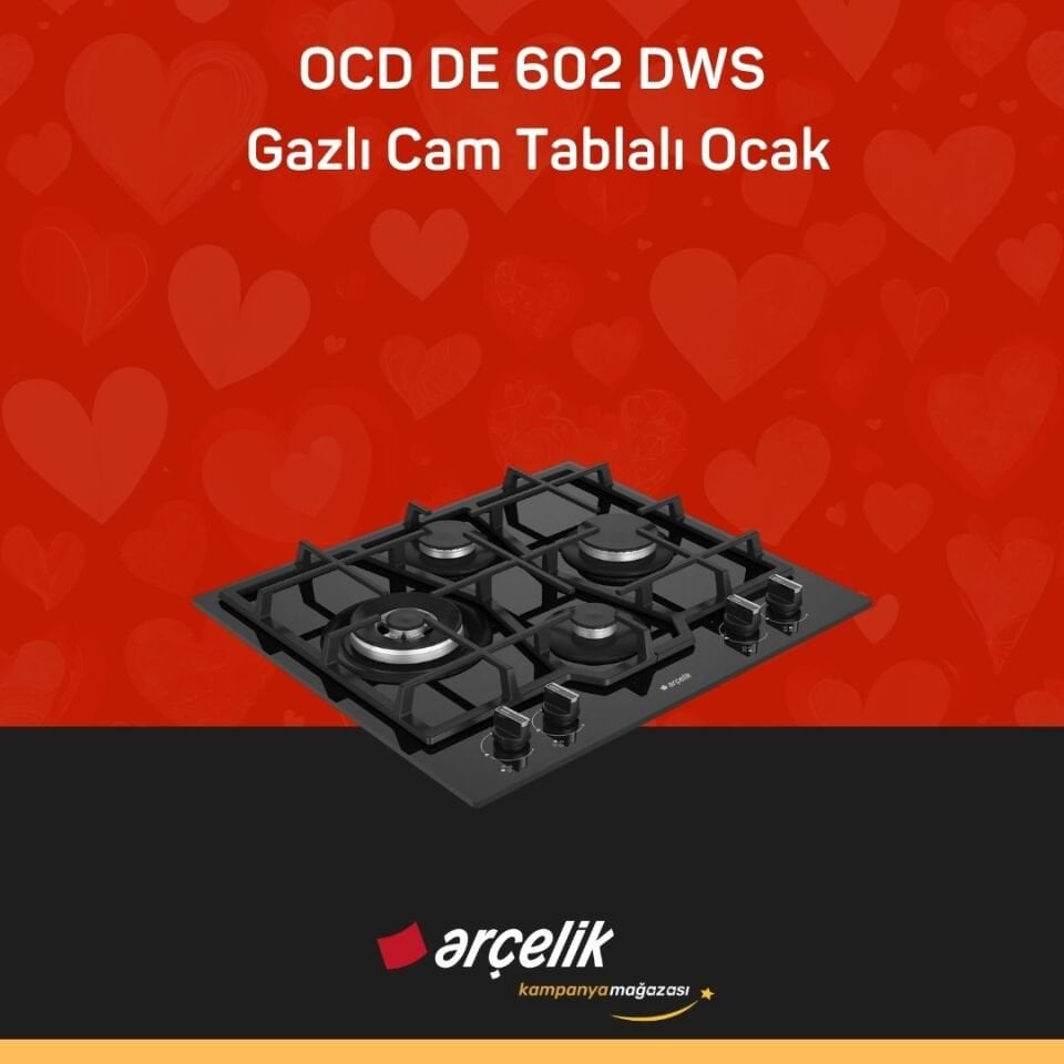 ARÇELİK OCD DE 602 DWS Gazlı Cam Tablalı Ocak