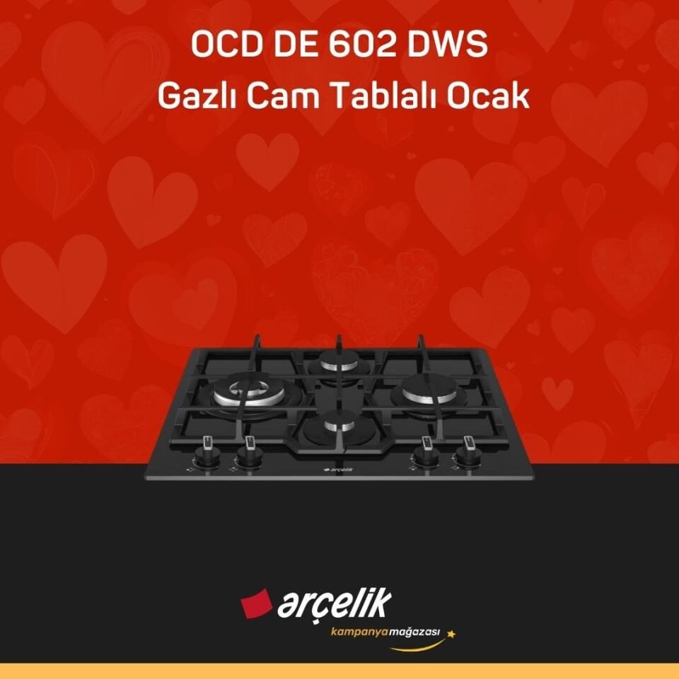 ARÇELİK OCD DE 602 DWS Gazlı Cam Tablalı Ocak