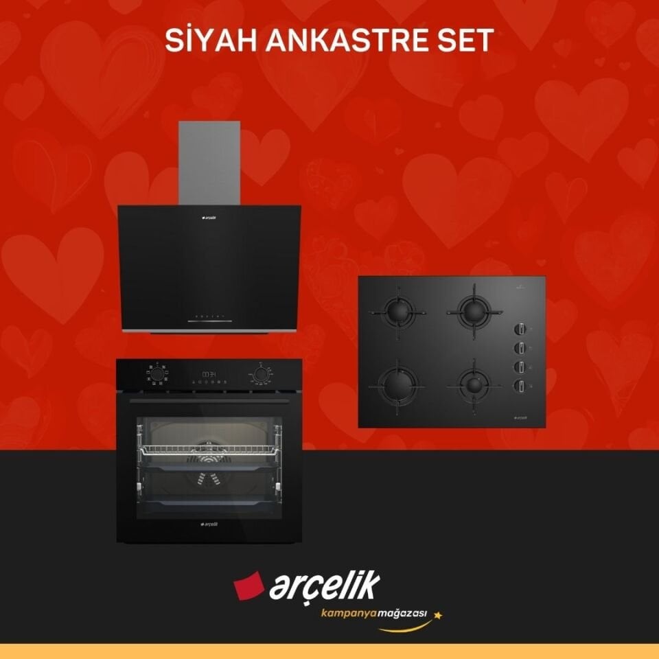 ARÇELİK SİYAH ANKASTRE SET ( ADE 606-2 S - AFC 341 S - OCD T 651 ES )