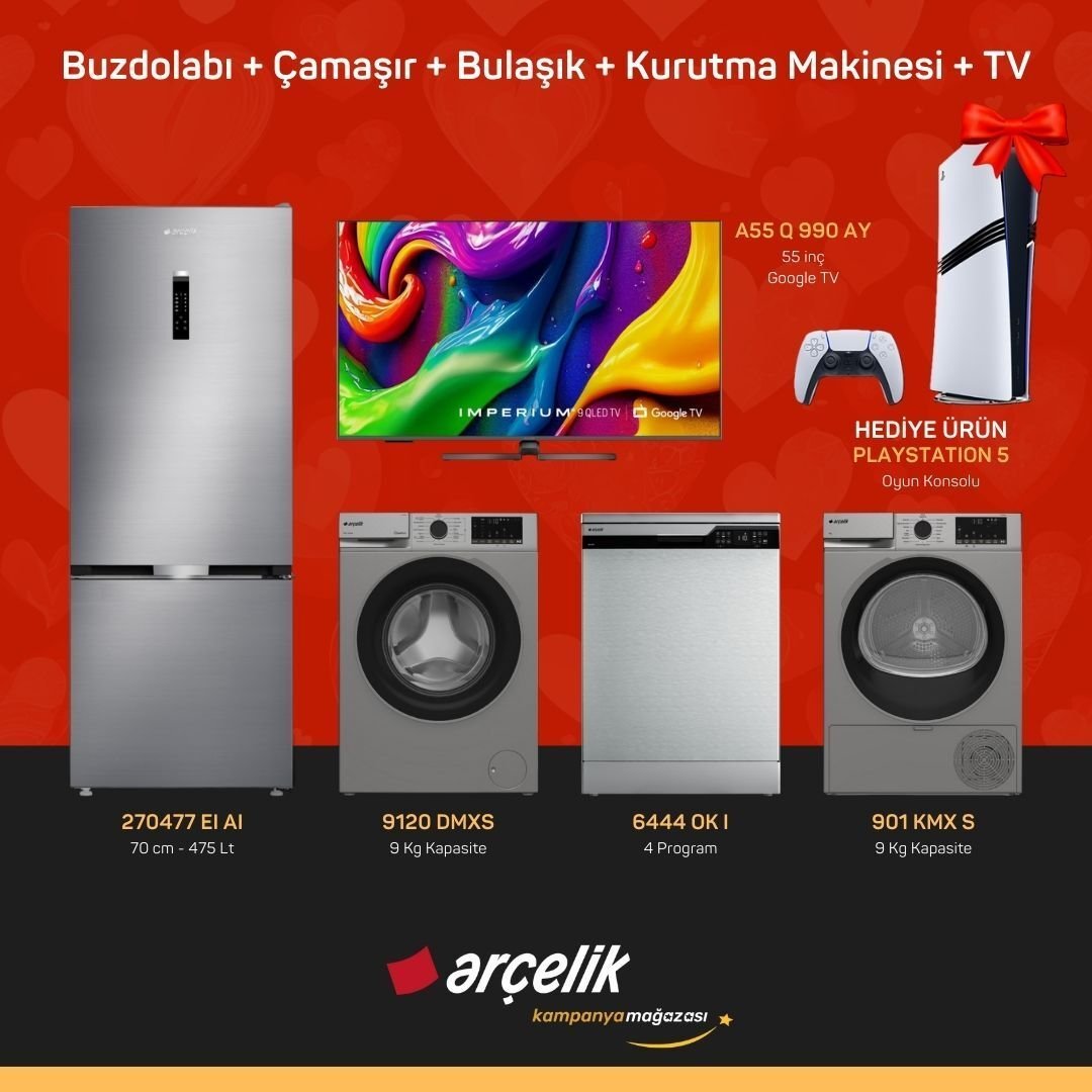 ARÇELİK Playstation Hediyeli Çeyiz Paketleri ( 270477 EI AI - 9120 DMXS - 6444 OK I - 901 KMX S - A55 Q 990 AY - PS5 )