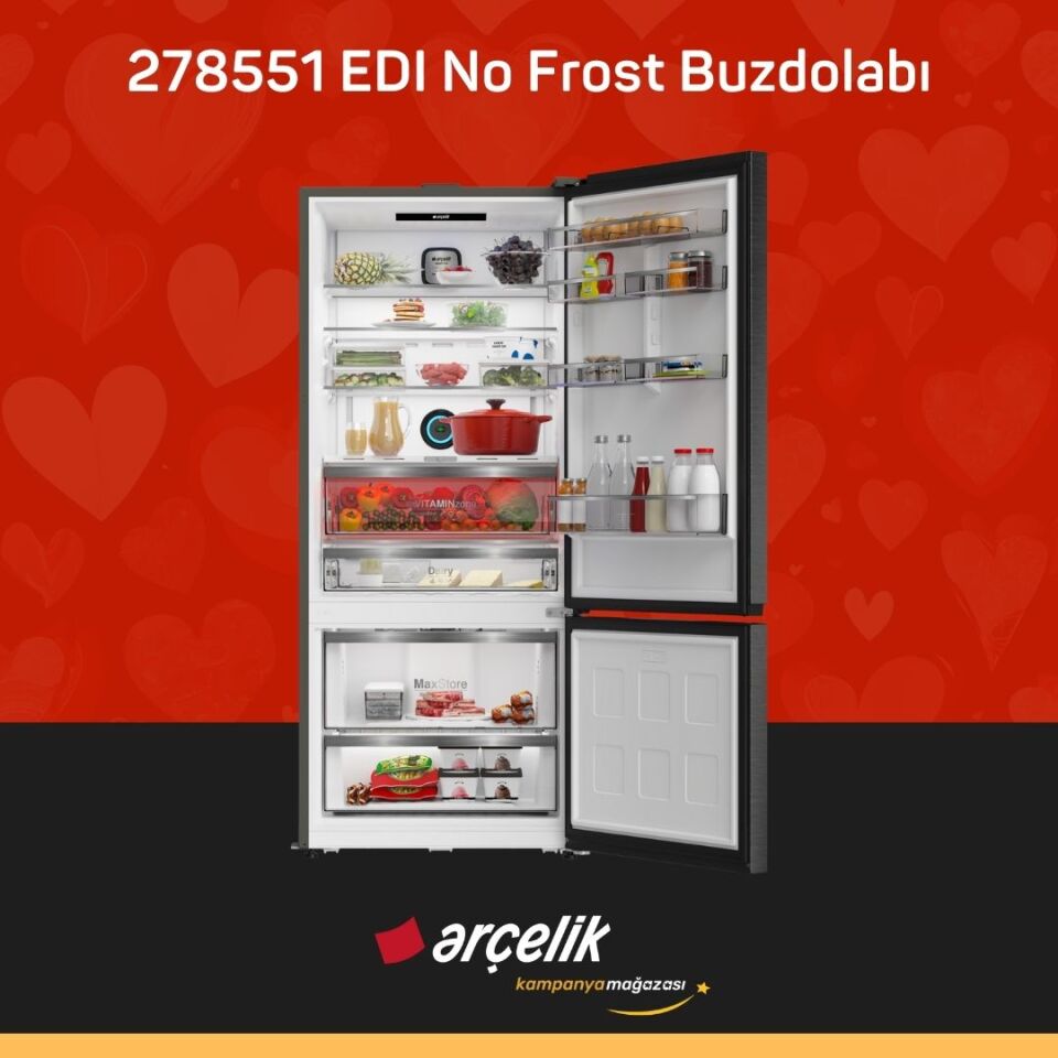 ARÇELİK 278551 EDI Tencere Soğutma Teknolojili Alttan Donduruculu Buzdolabı