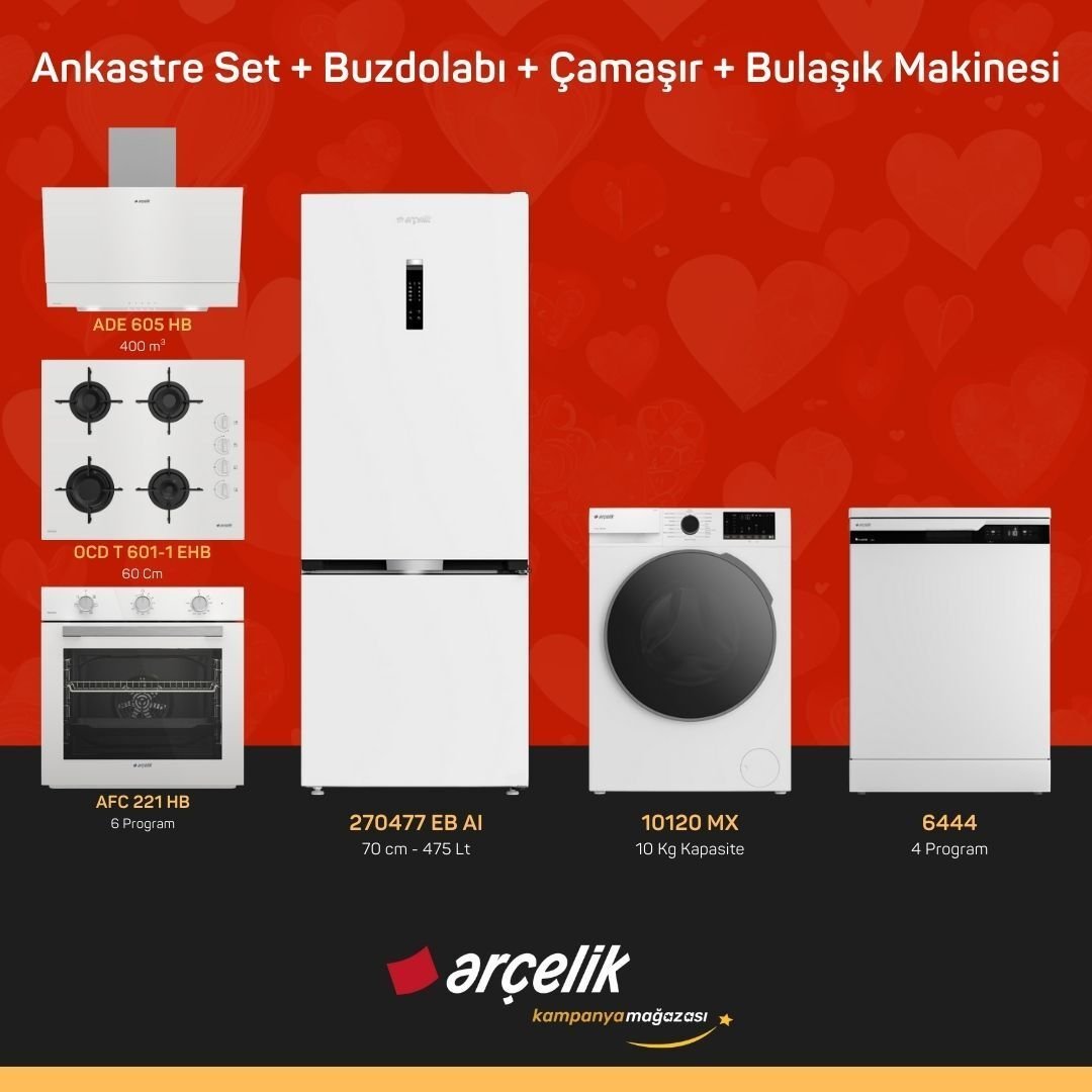 ARÇELİK 6'lı Çeyiz Paketi ( 270477 EB AI - 10120 MX - 6444 - ADE 605 HB - AFC 221 HB - OCD T 601-1 EHB )