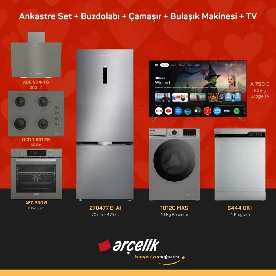 ARÇELİK 7'li Çeyiz Paketi ( 270477 EI AI - 10120 MXS - 6444 OK I - A 750 C - ADE 604-1 G - AFC 330 G - OCD T 651 EG )