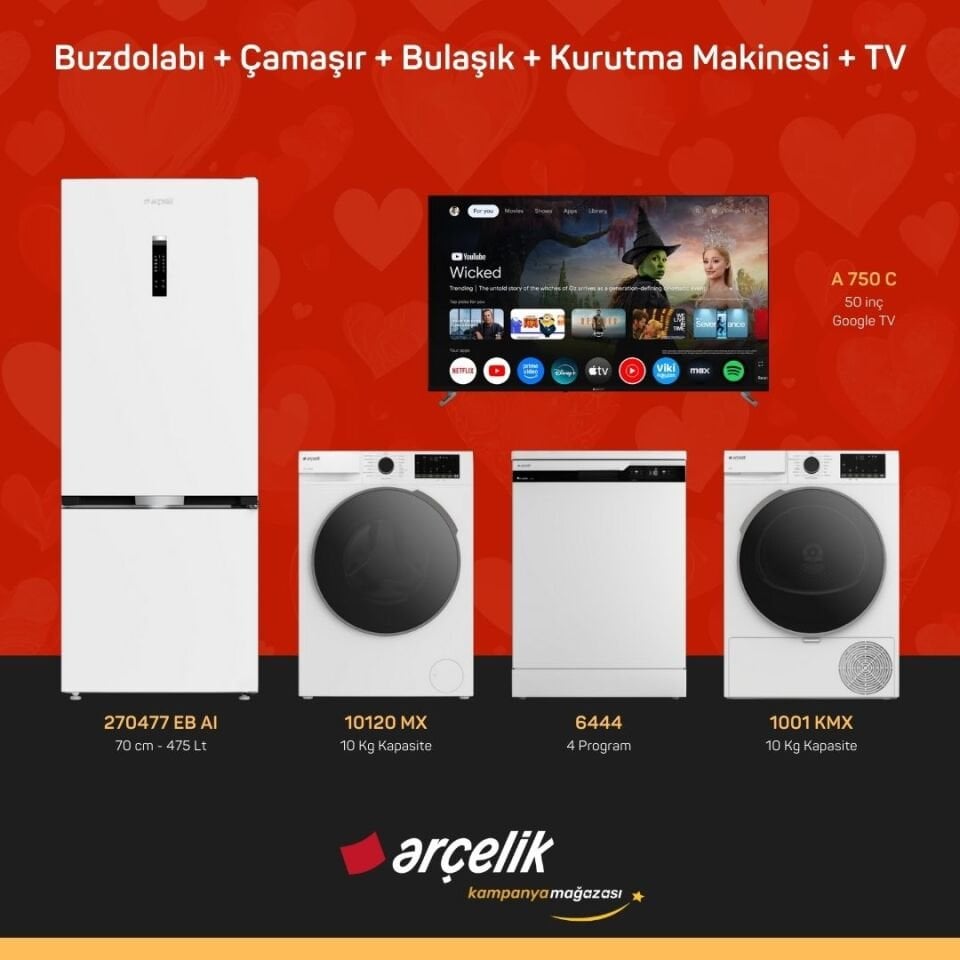 ARÇELİK 5'li Çeyiz Paketi ( 270477 EB AI - 10120 MX - 6444 - 1001 KMX - A 750 C )