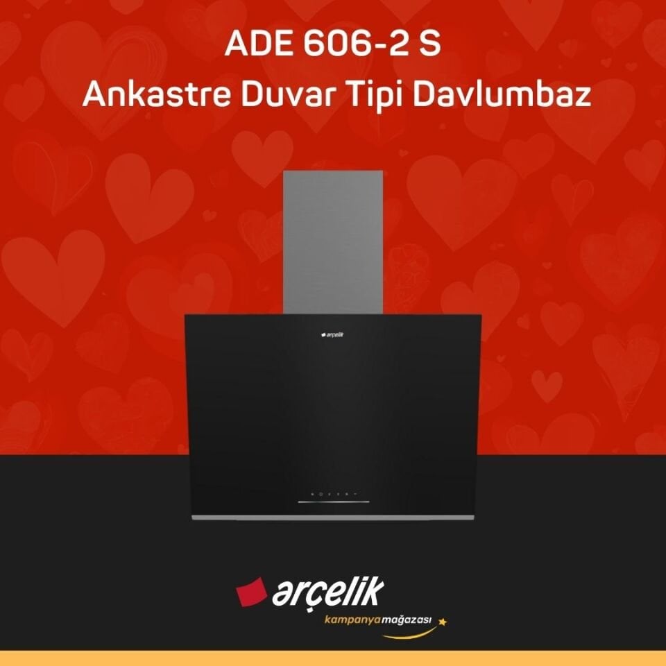 ARÇELİK ADE 606-2 S Fibona Serisi Ankastre Duvar Tipi Davlumbaz