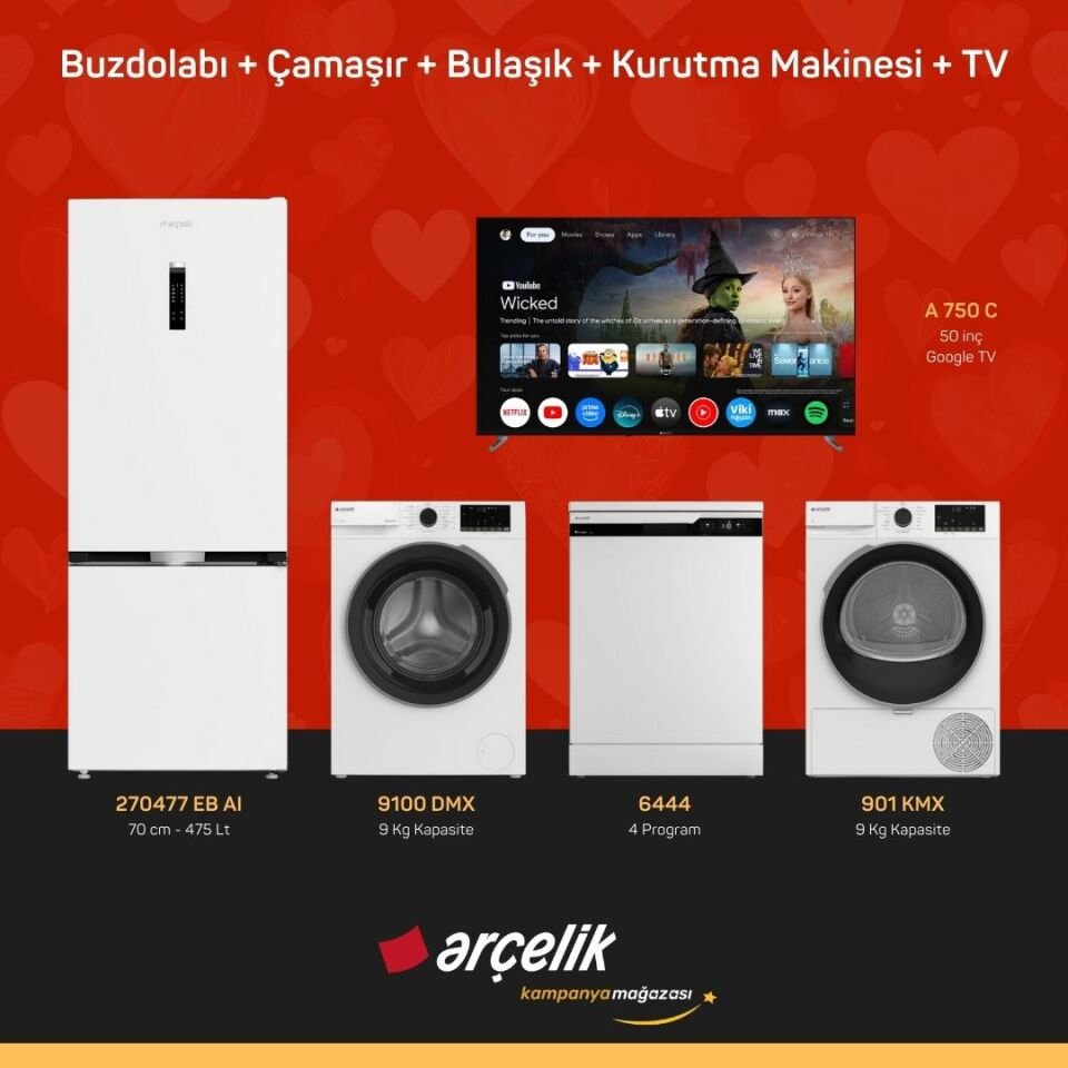 ARÇELİK 5'li Çeyiz Paketi ( 270477 EB AI - 9100 DMX - 6444 - 901 KMX - A 750 C )