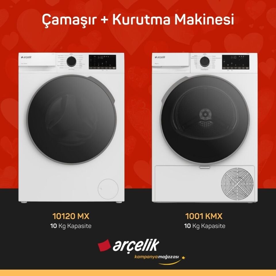 ARÇELİK 10120 MX Çamaşır Makinesi - 1001 KMX Kurutma Makinesi