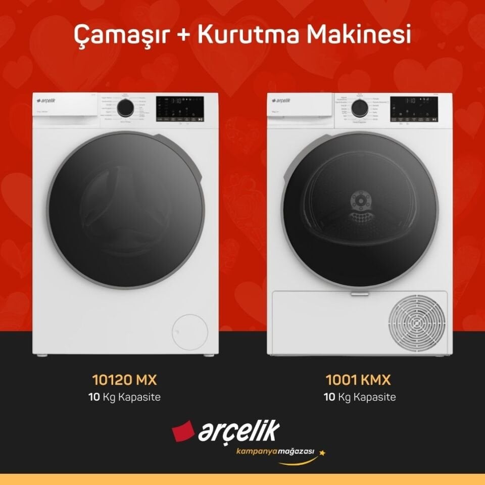 ARÇELİK 10120 MX Çamaşır Makinesi - 1001 KMX Kurutma Makinesi