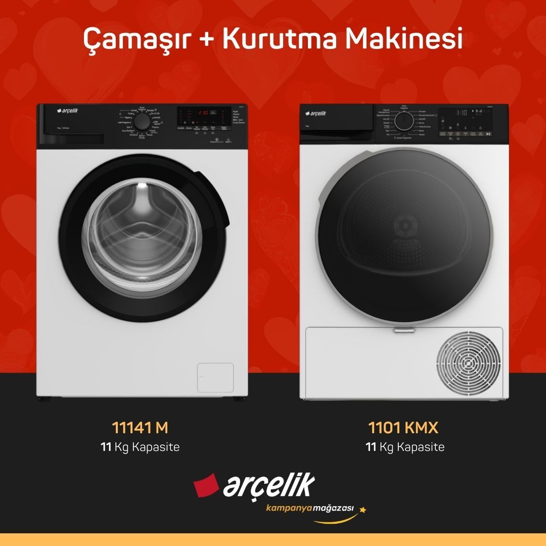 ARÇELİK 11141 M Çamaşır Makinesi - 1101 KMX Kurutma Makinesi