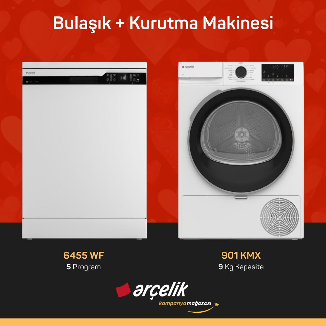 ARÇELİK 6455 WF Bulaşık Makinesi - 901 KMX Kurutma Makinesi