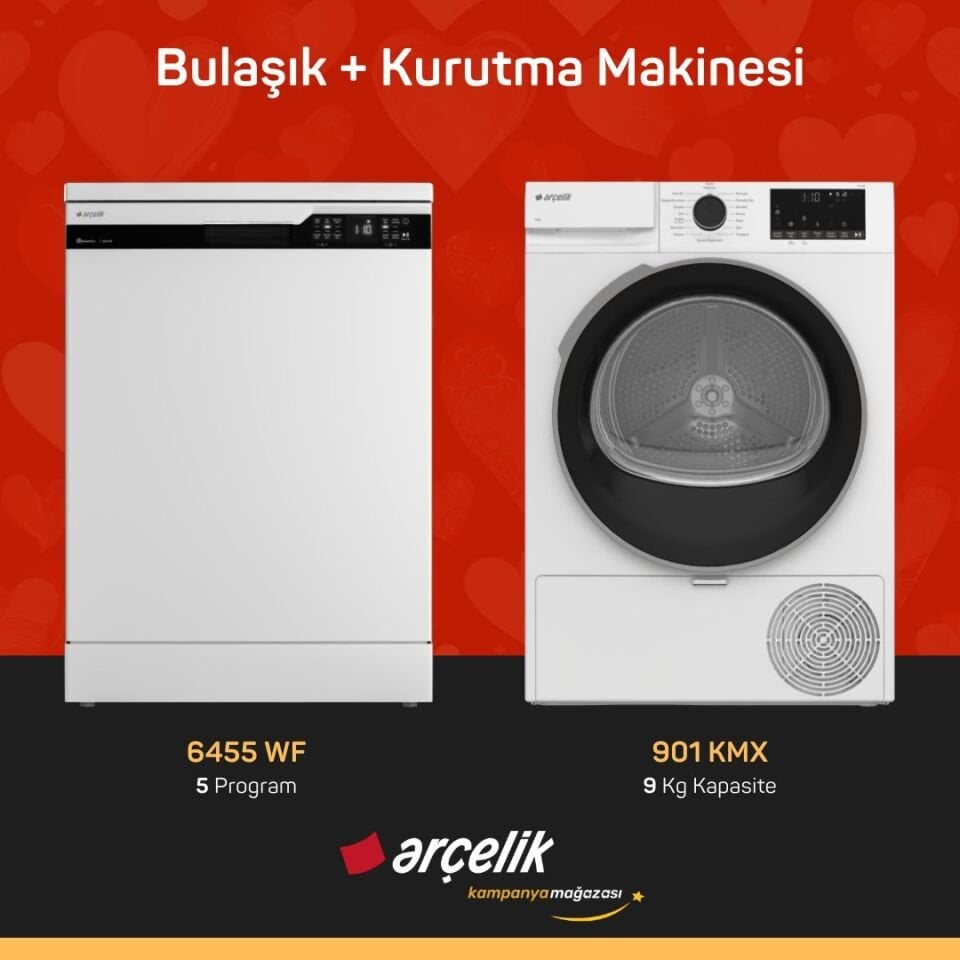 ARÇELİK 6455 WF Bulaşık Makinesi - 901 KMX Kurutma Makinesi