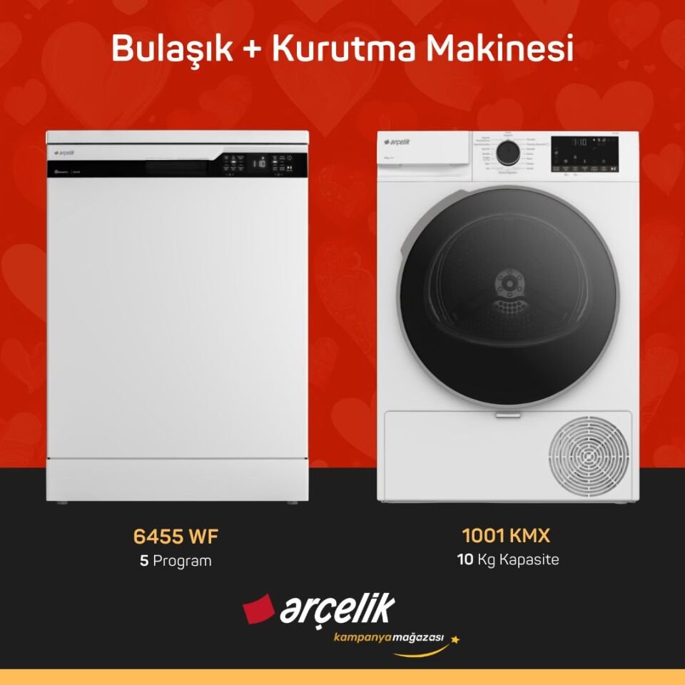 ARÇELİK 6455 WF Bulaşık Makinesi - 1001 KMX Kurutma Makinesi