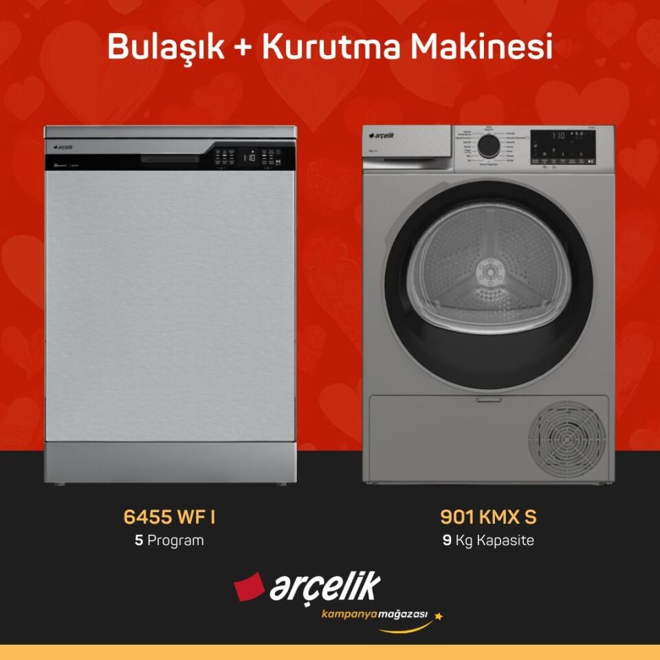 ARÇELİK 6455 WF I Bulaşık Makinesi - 901 KMX S Kurutma Makinesi