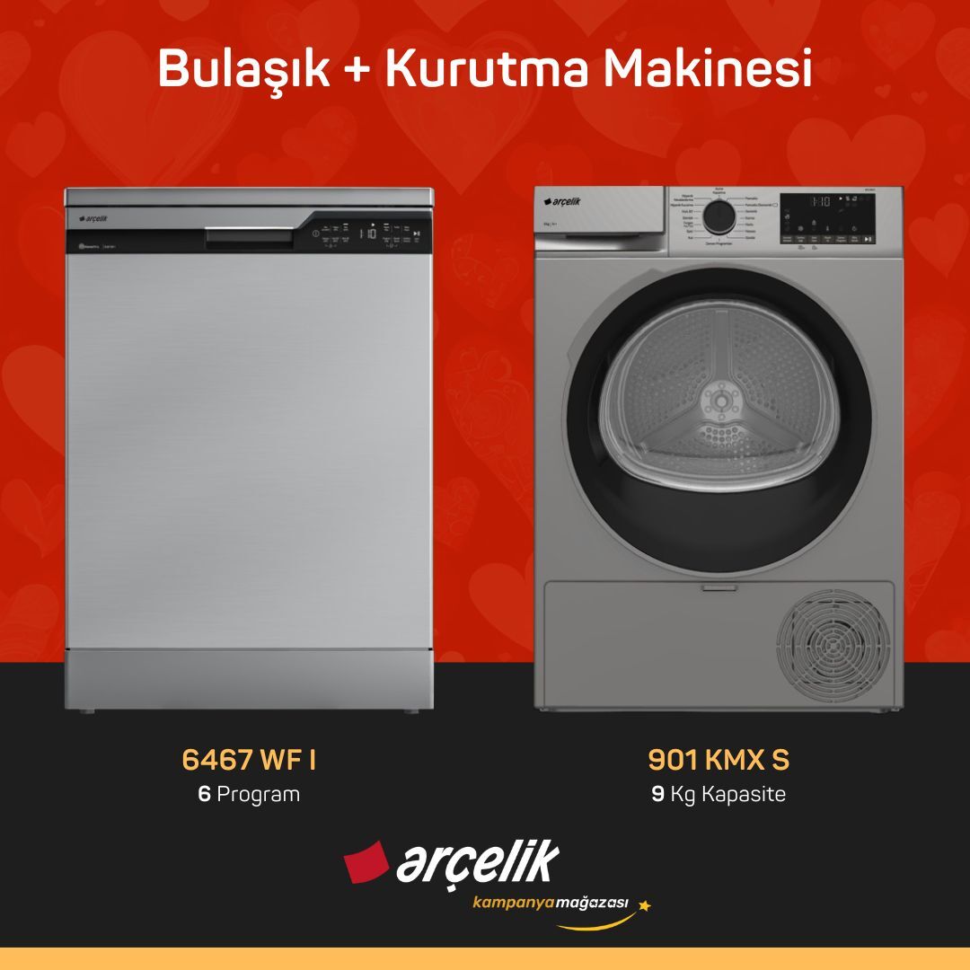 ARÇELİK 6467 WF I Bulaşık Makinesi - 901 KMX S Kurutma Makinesi