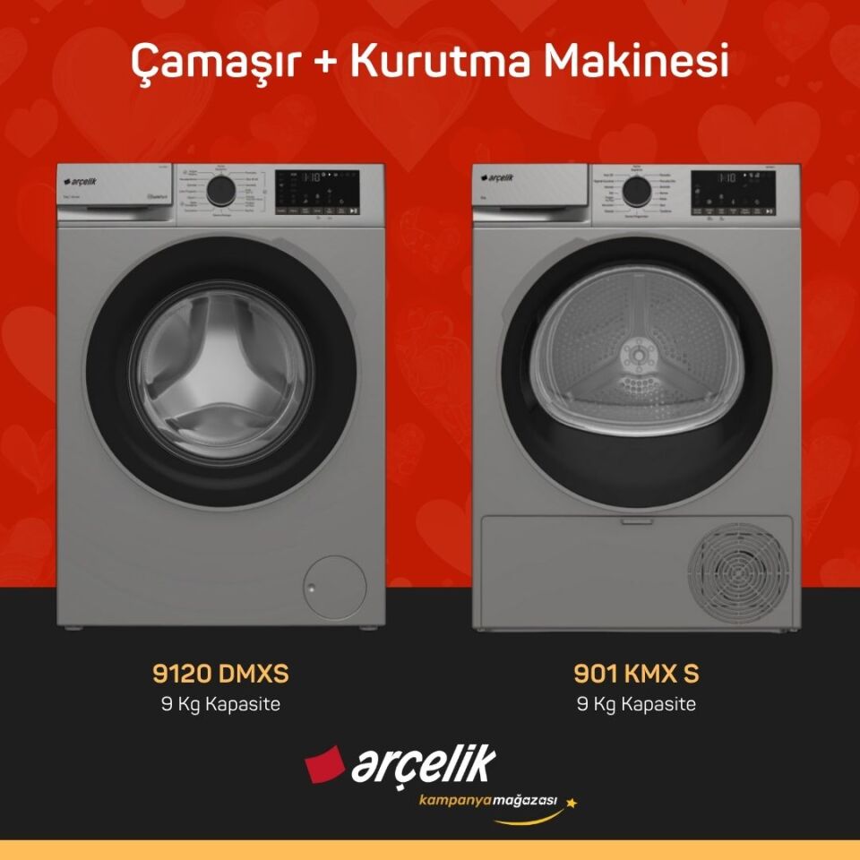 ARÇELİK 9120 DMXS Çamaşır Makinesi - 901 KMX S Kurutma Makinesi
