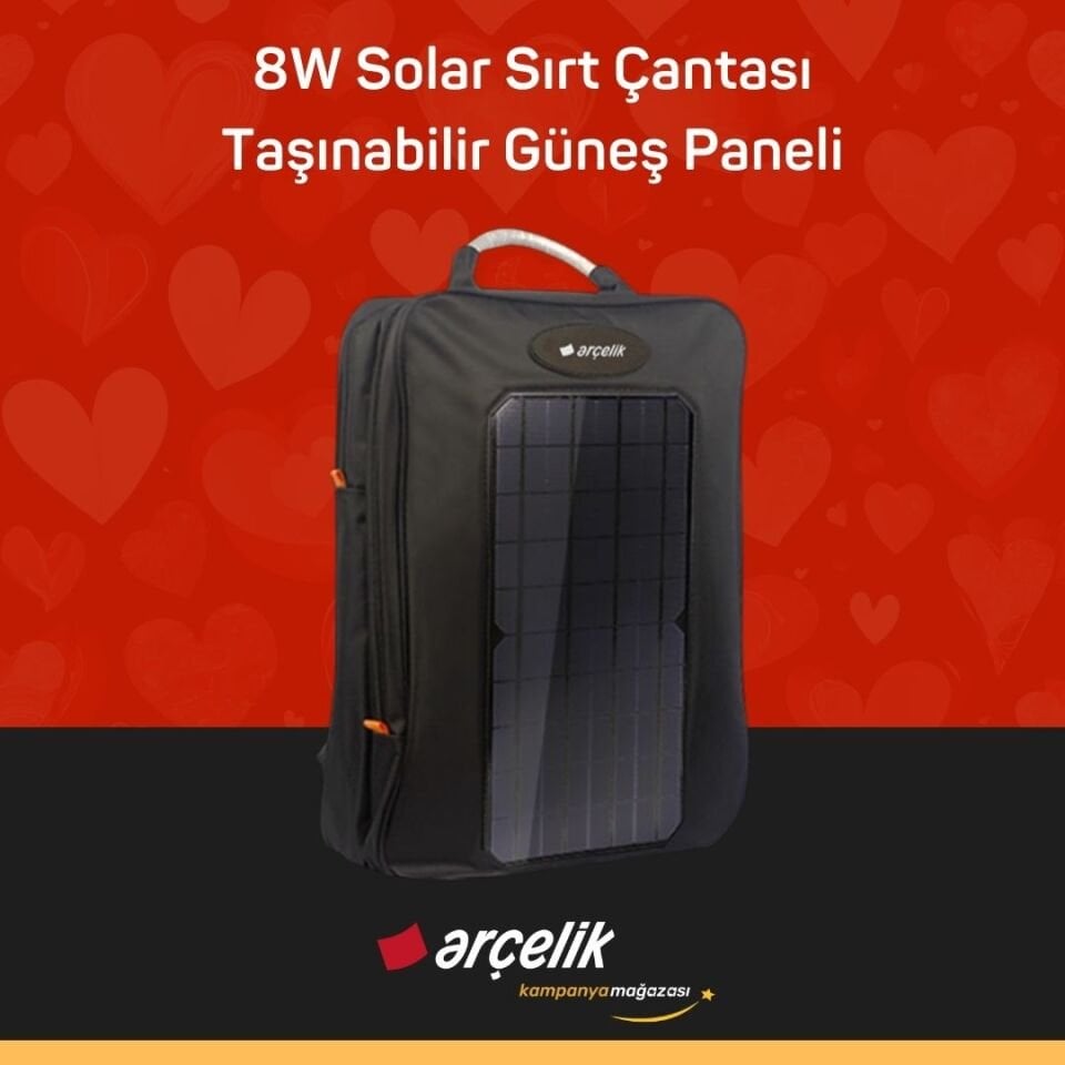 ARÇELİK 8W Solar Sırt Çantası Taşınabilir Güneş Paneli
