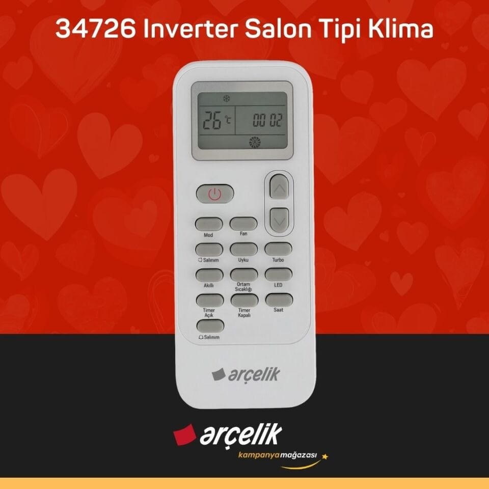 ARÇELİK 34726 Monofaze Inverter Salon Tipi Klima 34.000 Btu/h Salon Tipi Klima