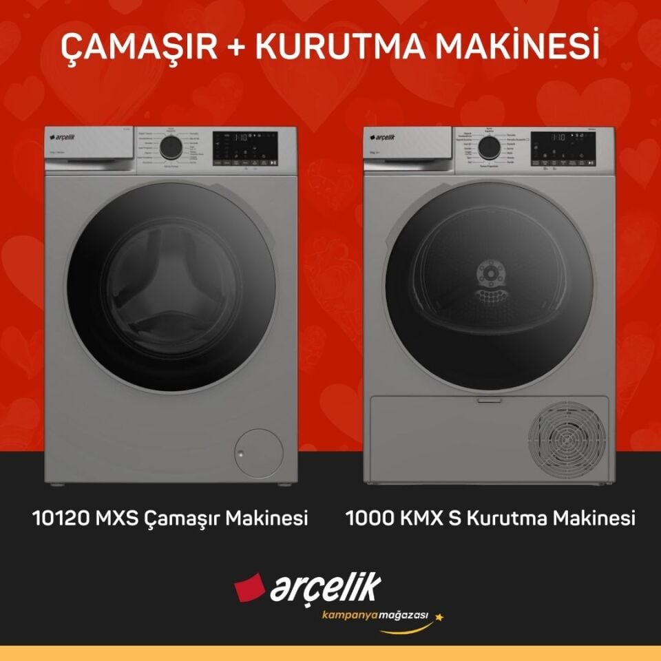 ARÇELİK 10120 MXS Çamaşır Makinesi - 1000 KMX S Kurutma Makinesi