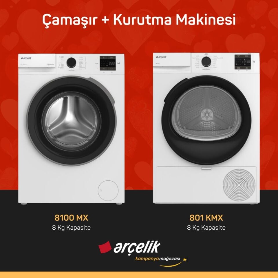 ARÇELİK 8100 MX Çamaşır Makinesi - 801 KMX Kurutma Makinesi