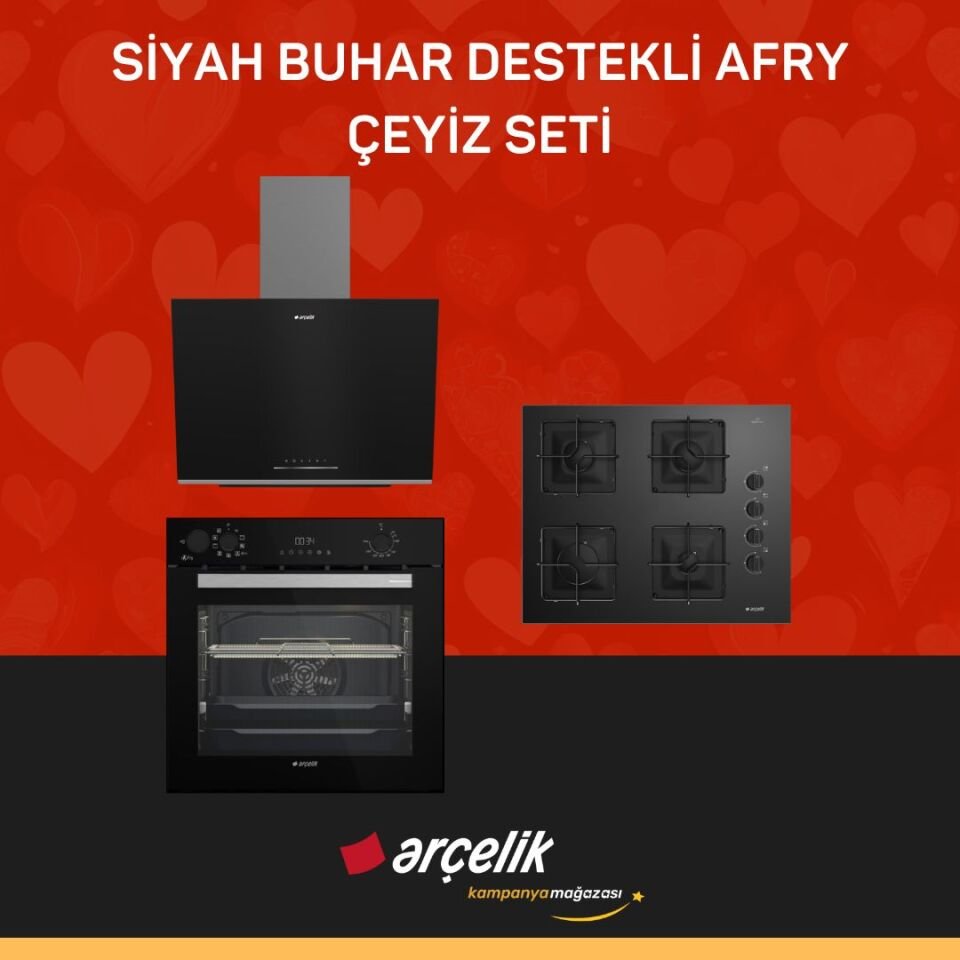 ARÇELİK SİYAH BUHAR DESTEKLİ AFRY ÇEYİZ SETİ