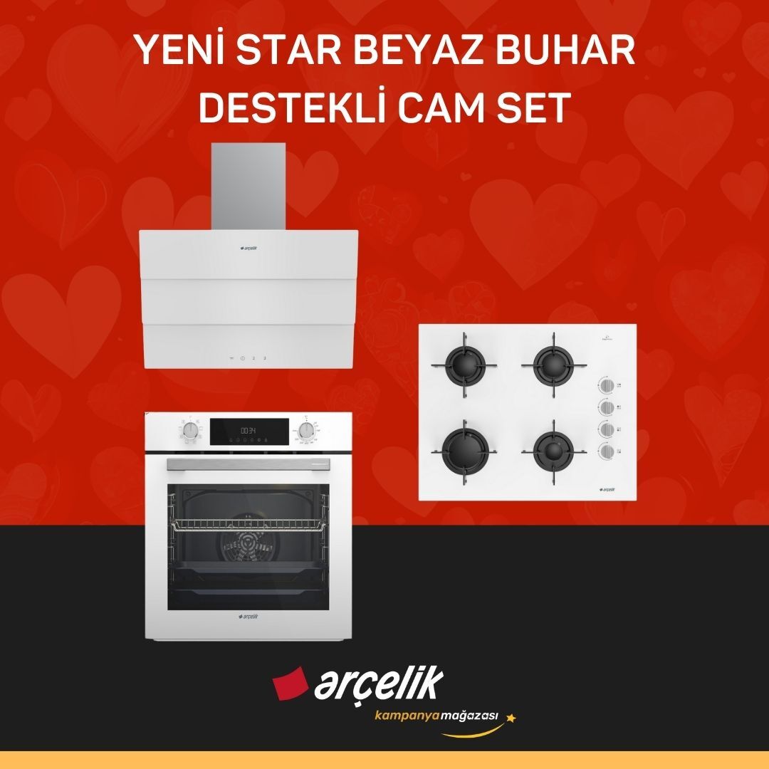 ARÇELİK YENİ STAR BEYAZ BUHAR DESTEKLİ CAM SET