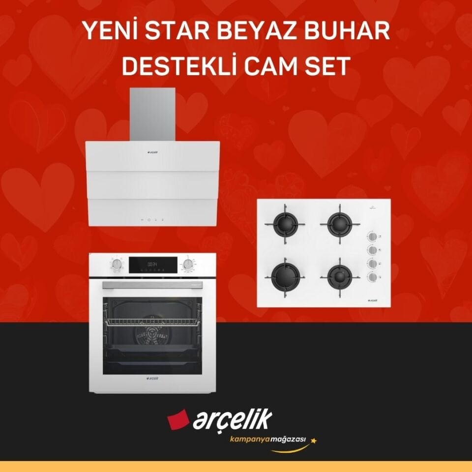 ARÇELİK YENİ STAR BEYAZ BUHAR DESTEKLİ CAM SET