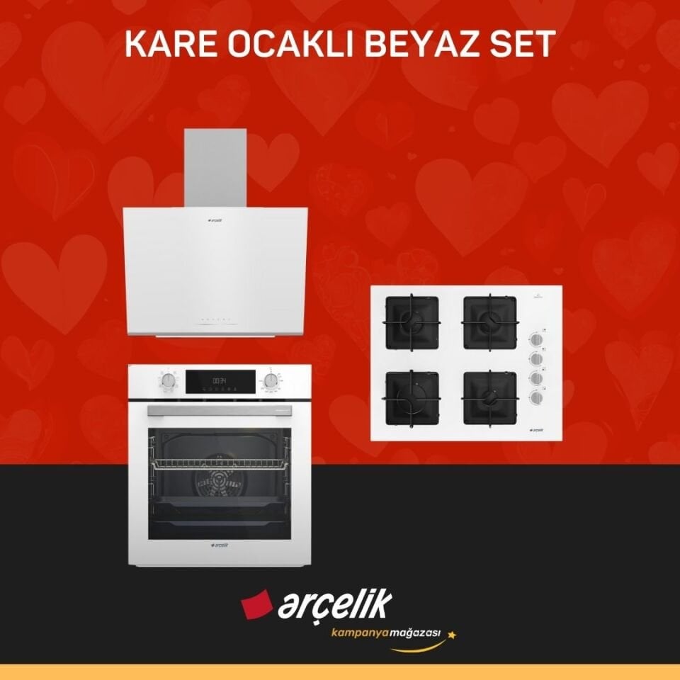 ARÇELİK KARE OCAKLI BEYAZ SET