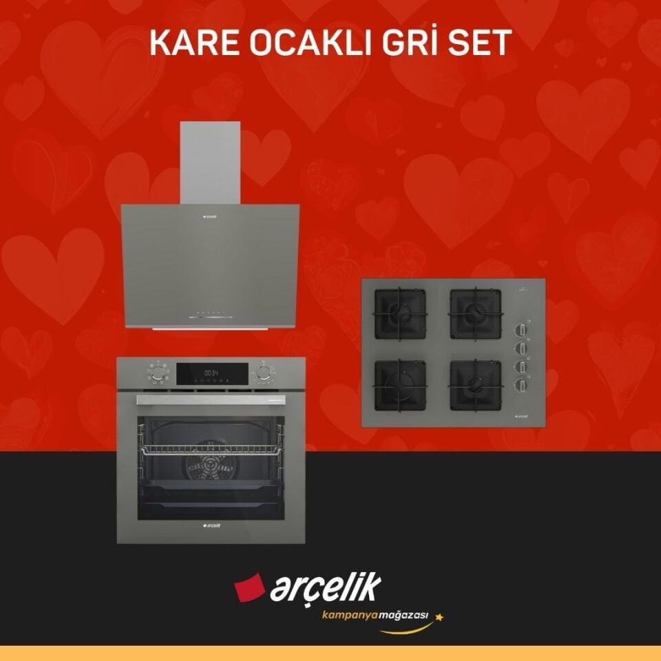 ARÇELİK KARE OCAKLI GRİ SET