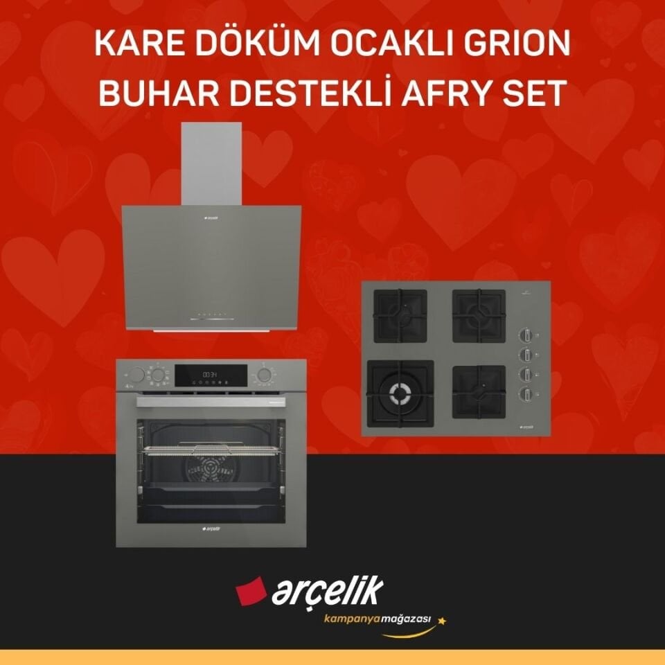 ARÇELİK KARE DÖKÜM OCAKLI GRION BUHAR DESTEKLİ AFRY SET