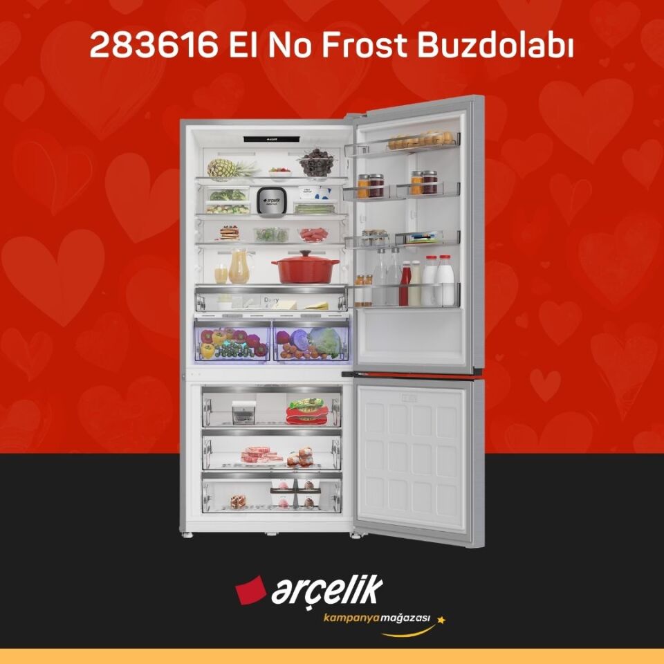 ARÇELİK 283616 EI Yapay Zeka Teknolojili Alttan Donduruculu Buzdolabı