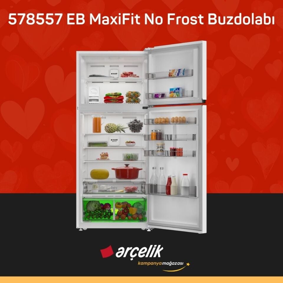 ARÇELİK 578557 EB MaxiFit Üstten Donduruculu Buzdolabı