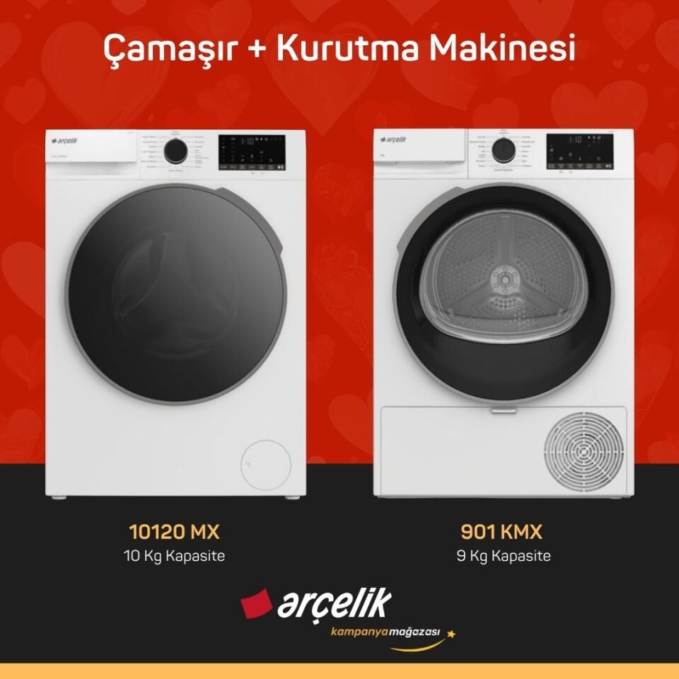 ARÇELİK 10120 MX Çamaşır Makinesi - 901 KMX Kurutma Makinesi