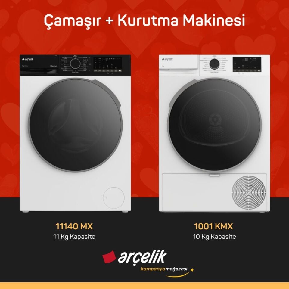 ARÇELİK 11140 MX Çamaşır Makinesi - 1001 KMX Kurutma Makinesi