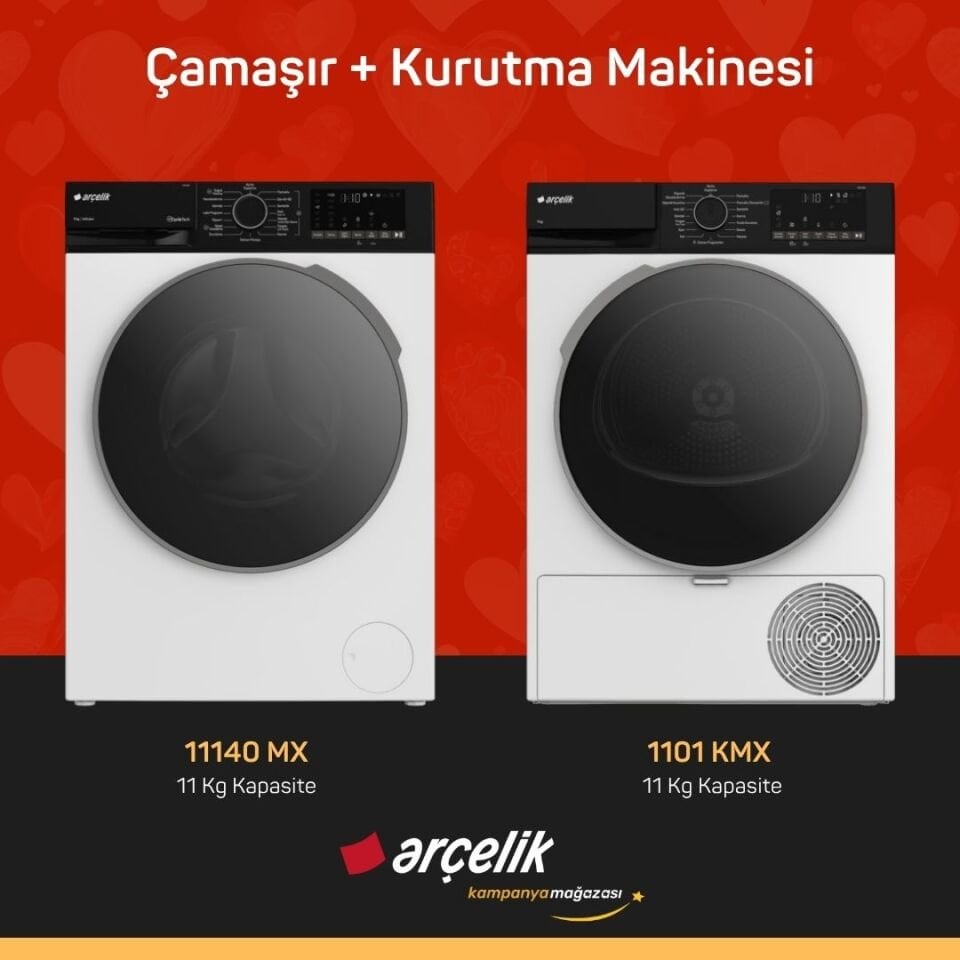 ARÇELİK 11140 MX Çamaşır Makinesi - 1101 KMX Kurutma Makinesi