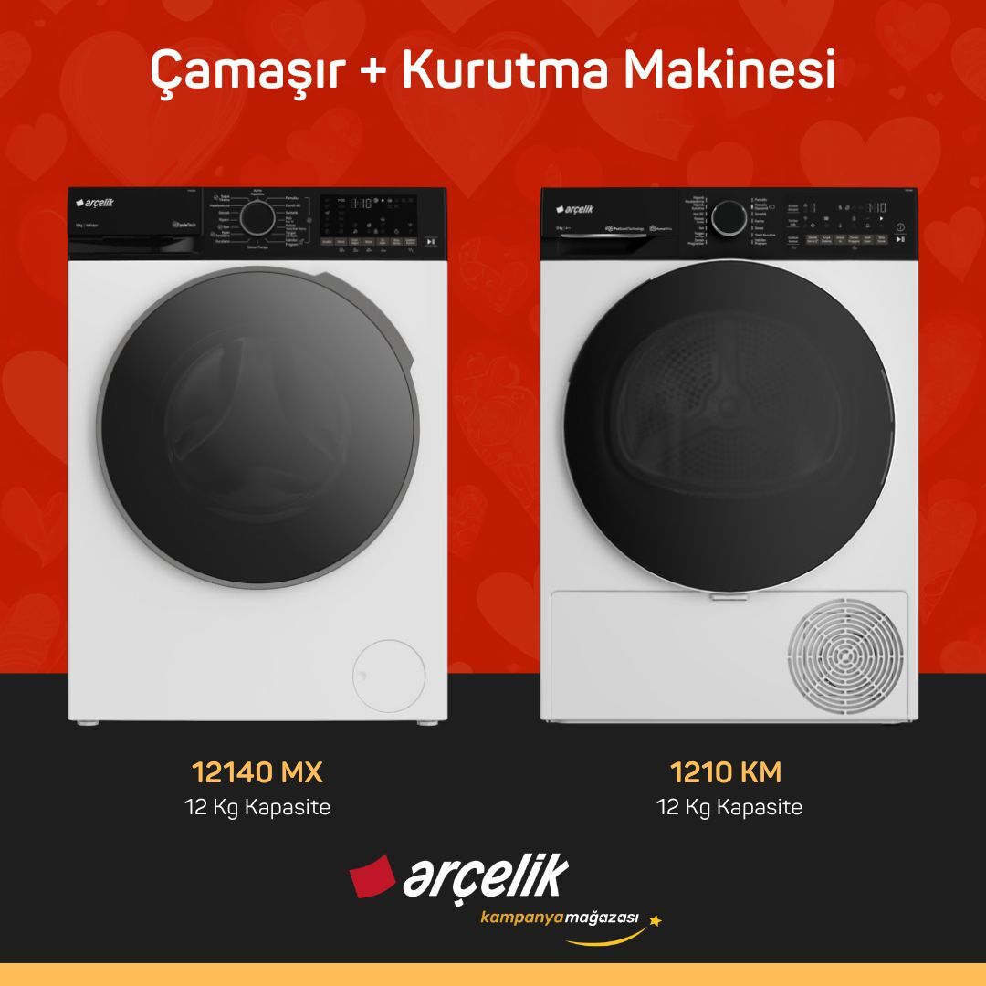 ARÇELİK 12140 MX Çamaşır Makinesi - 1210 KM Kurutma Makinesi