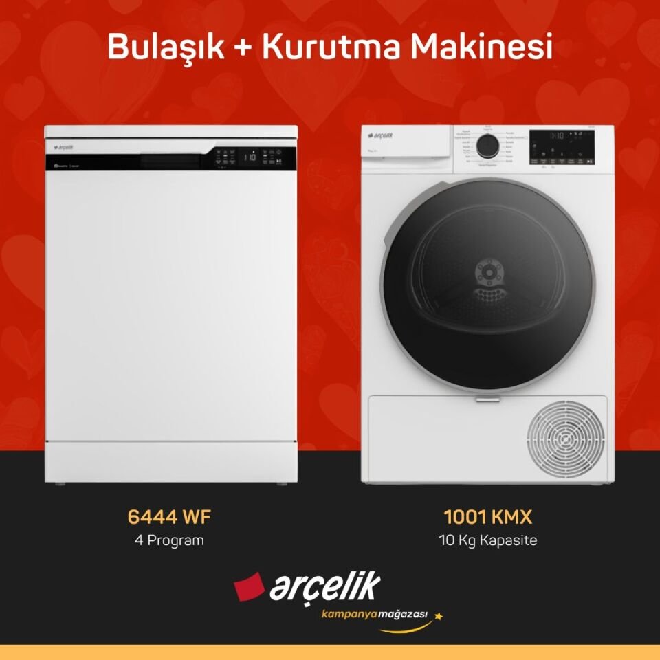 ARÇELİK 6444 WF Bulaşık Makinesi - 1001 KMX Kurutma Makinesi