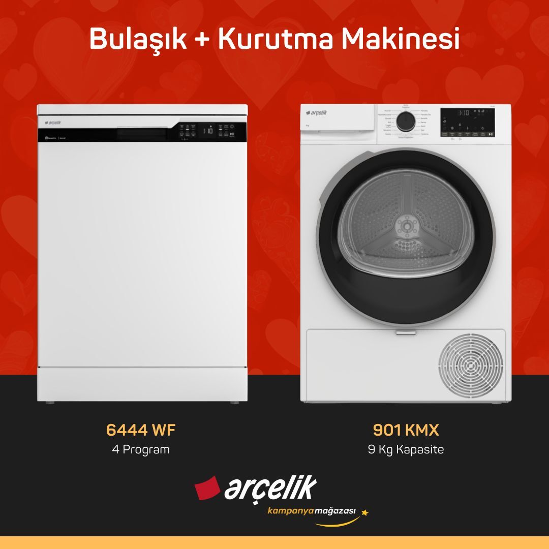 ARÇELİK 6444 WF Bulaşık Makinesi - 901 KMX Kurutma Makinesi