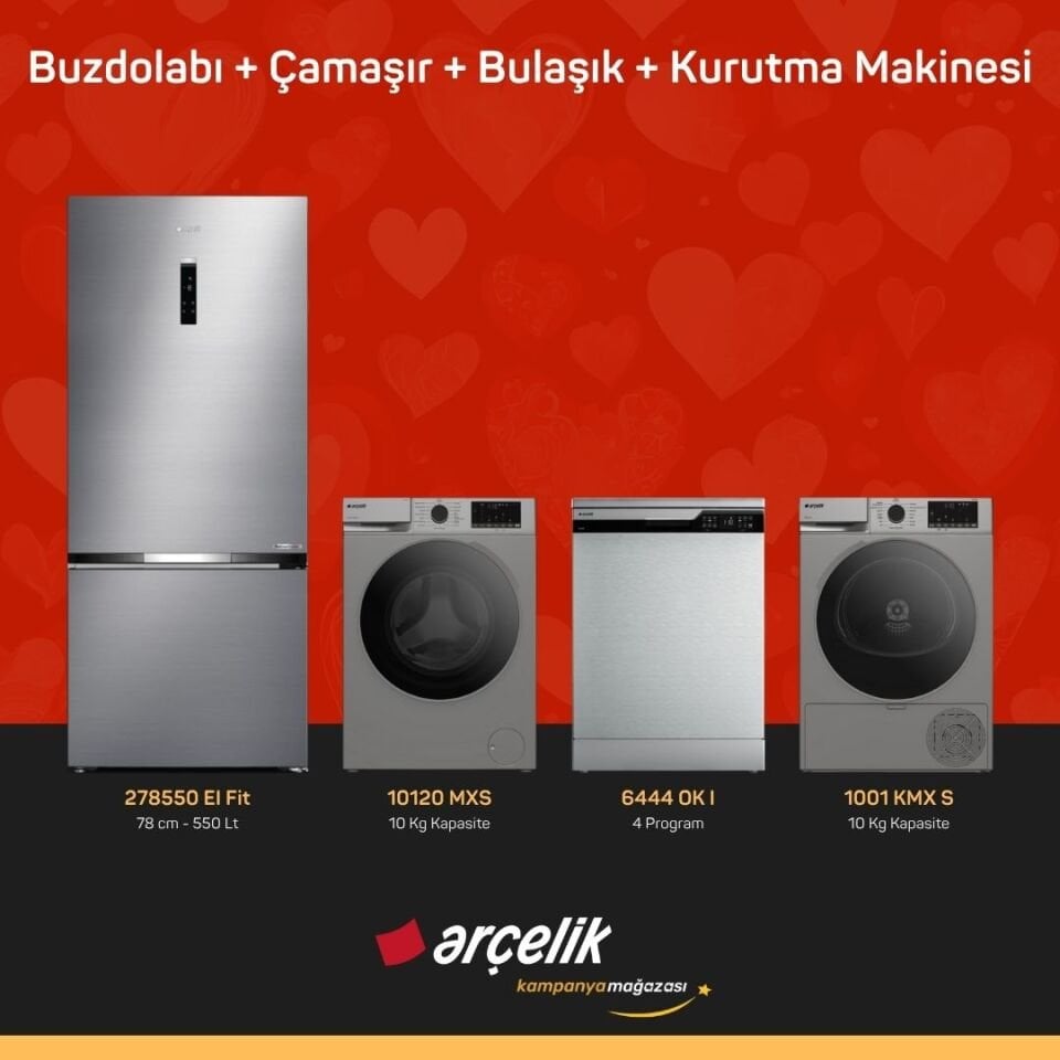 ARÇELİK 4'lü Çeyiz Paketi ( 278550 EI Fit - 10120 MXS - 6444 OK I - 1001 KMX S )