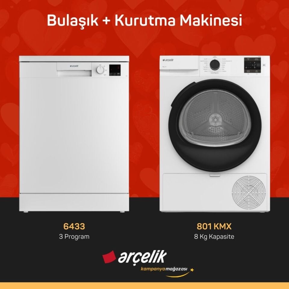 ARÇELİK 6433 Bulaşık Makinesi - 801 KMX Kurutma Makinesi