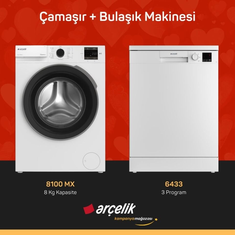 ARÇELİK 8100 MX Çamaşır Makinesi - 6433 Bulaşık Makinesi
