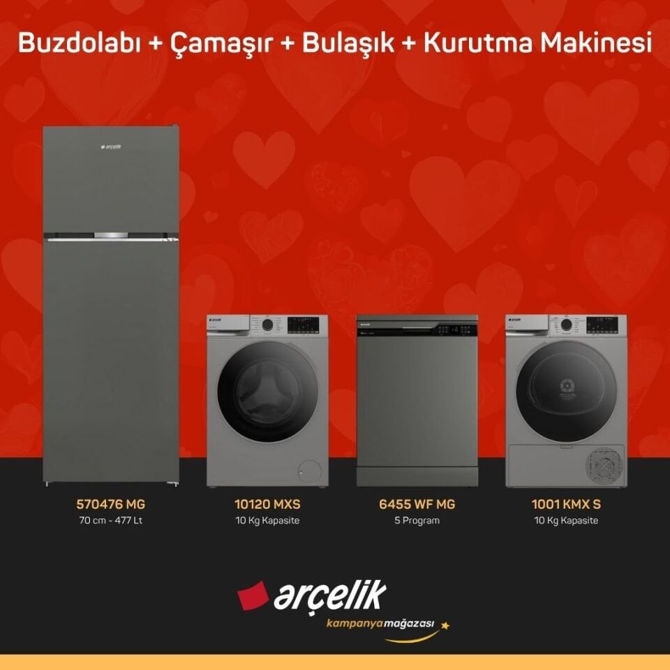 ARÇELİK 4'lü Çeyiz Paketi ( 570476 MG - 10120 MXS - 6455 WF MG - 1001 KMX S )