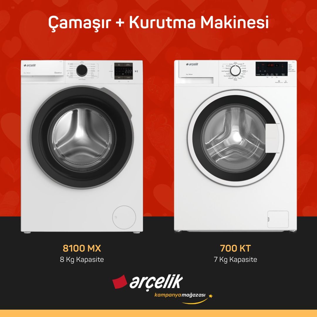 ARÇELİK 8100 MX Çamaşır Makinesi - 700 KT Kurutma Makinesi