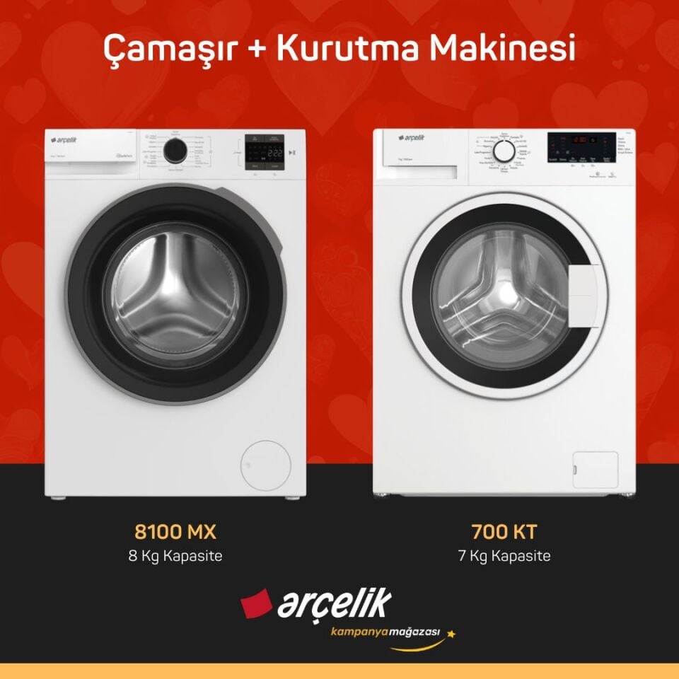 ARÇELİK 8100 MX Çamaşır Makinesi - 700 KT Kurutma Makinesi