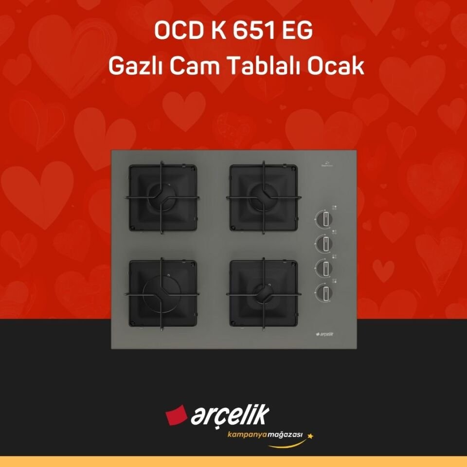 ARÇELİK KARE OCAKLI GRİ AFRY CAM SET ( ADE 604-1 G - AFC 342 G - OCD K 651 EG )