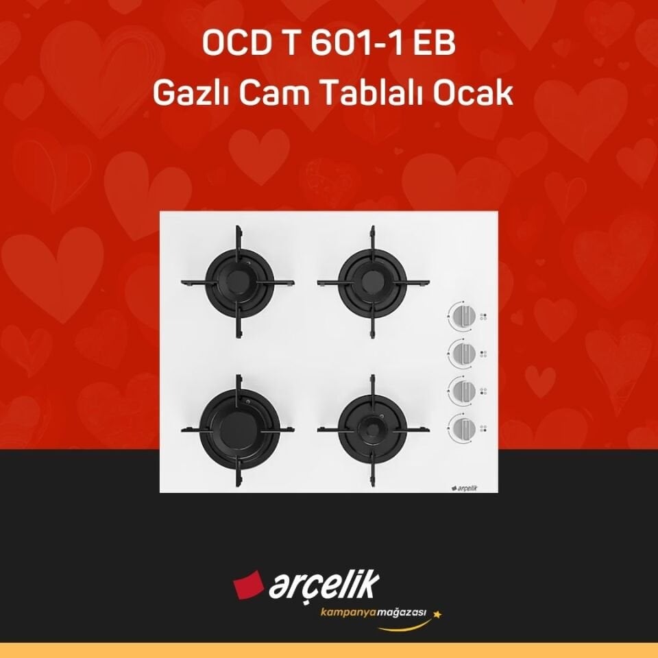 ARÇELİK YUVARLAK OCAKLI AFRY BEYAZ CAM SET ( ADE 604-1 B - AFC 342 B - OCD T 601-1 EB )