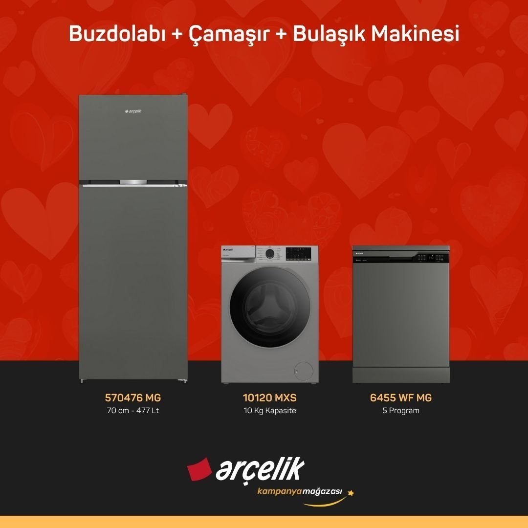 ARÇELİK 3'lü Çeyiz Paketi ( 570476 MG - 10120 MXS - 6455 WF MG )